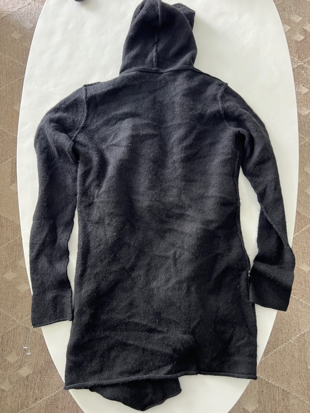 VINCE Black Hooded Cashmere Wool Alpaca Soft Open Relaxed Fit Cardigan Small - Picture 5 of 7